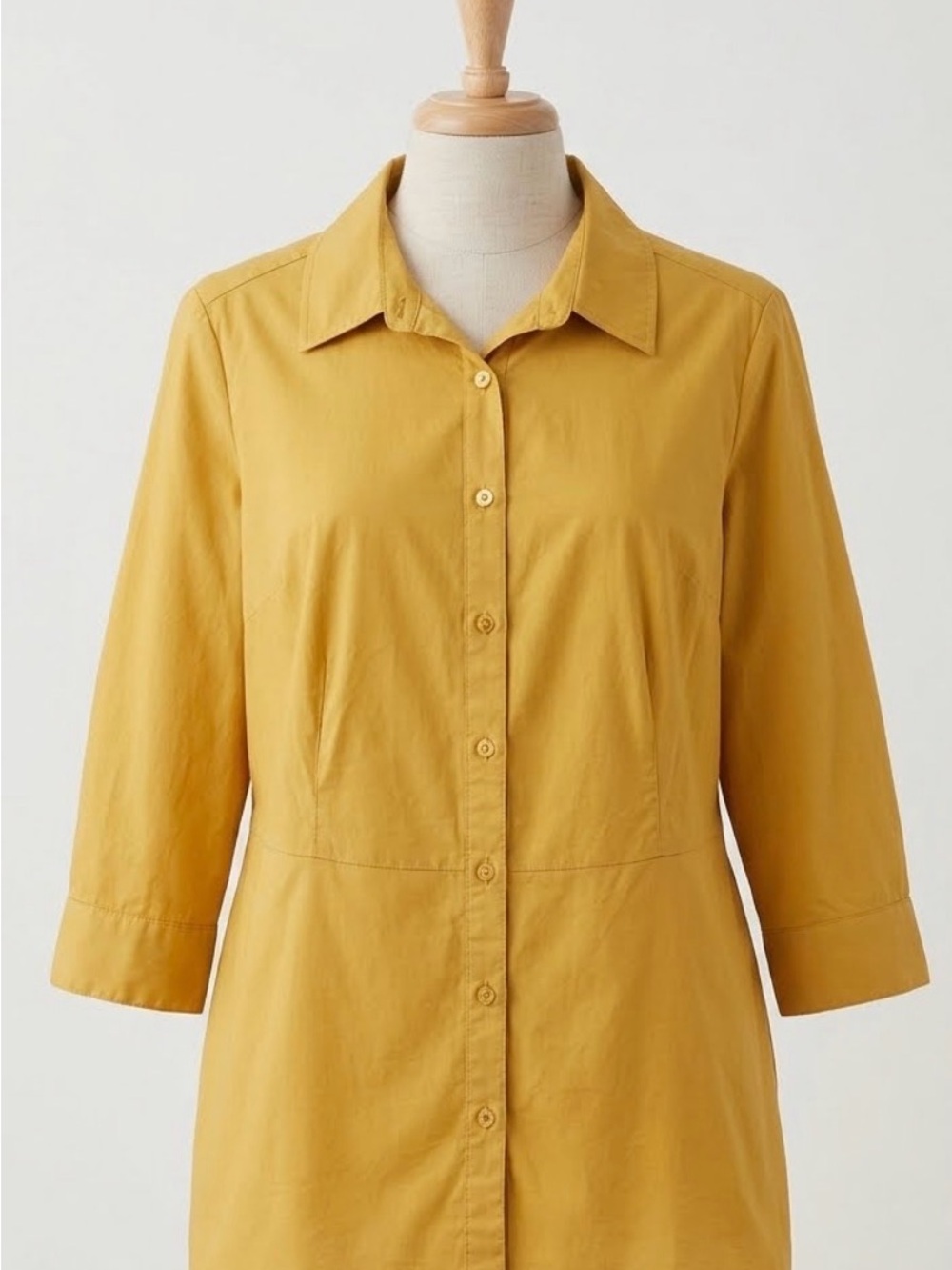 Yellow Cuffed Sleeve Button Down Blouse